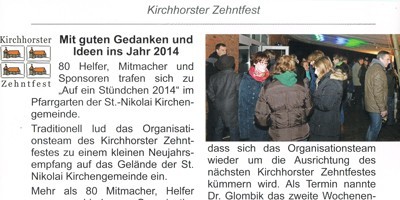 Kirchhorster Zehntfest – Mit guten Gedanken und Ideen ins Jahr 2014