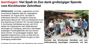 Viel Spaß im Zoo dank großzügiger Spende vom Kirchhorster Zehntfest